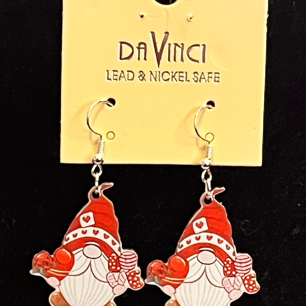 Davinci Red And White Gnome Earrings 10$